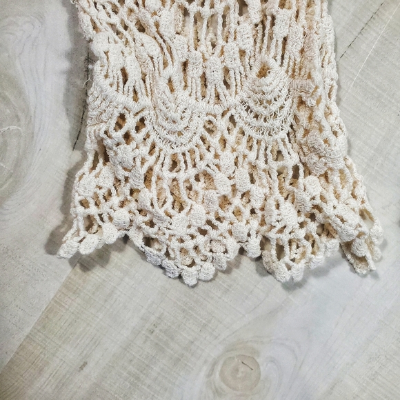 New Boho Crochet Net Cover Up Dress Tunic Top Lace Beige Ivory Tan - Picture 6 of 9